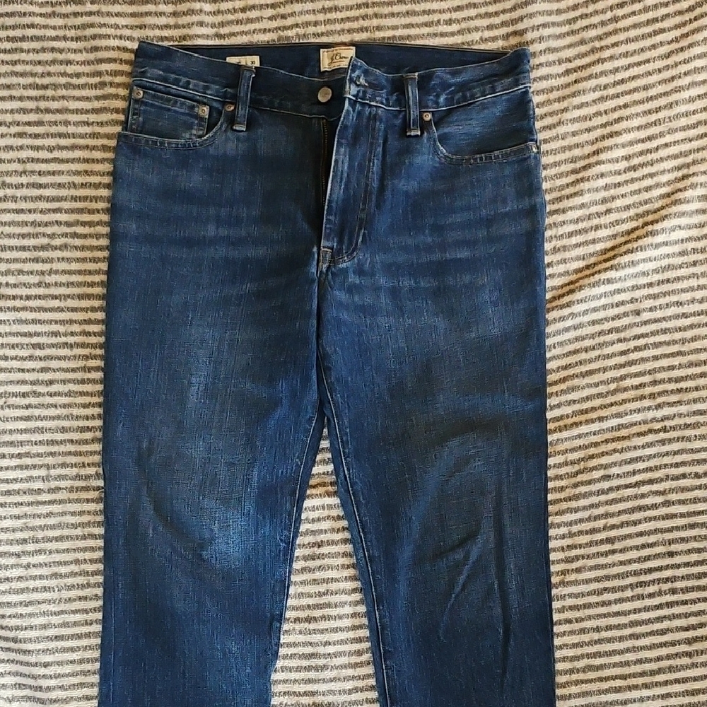 J. Crew Men's Straight Jeans in Deep Blue